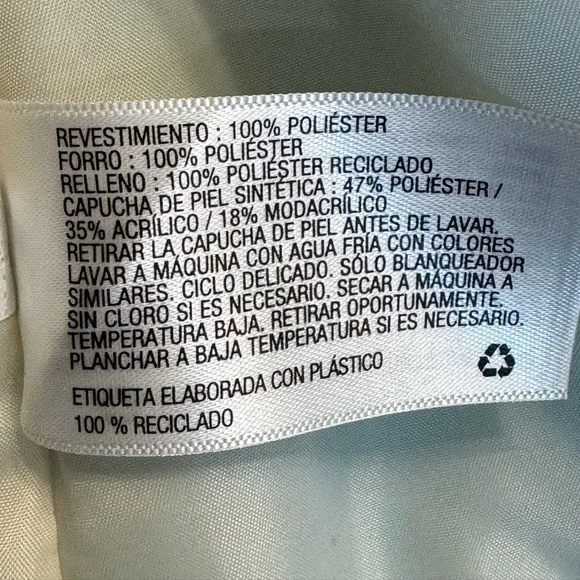 Cat & Jack Girls Heavy Pea Coat Removable Fur Trim Mint Green Size 7/8 - Picture 9 of 11